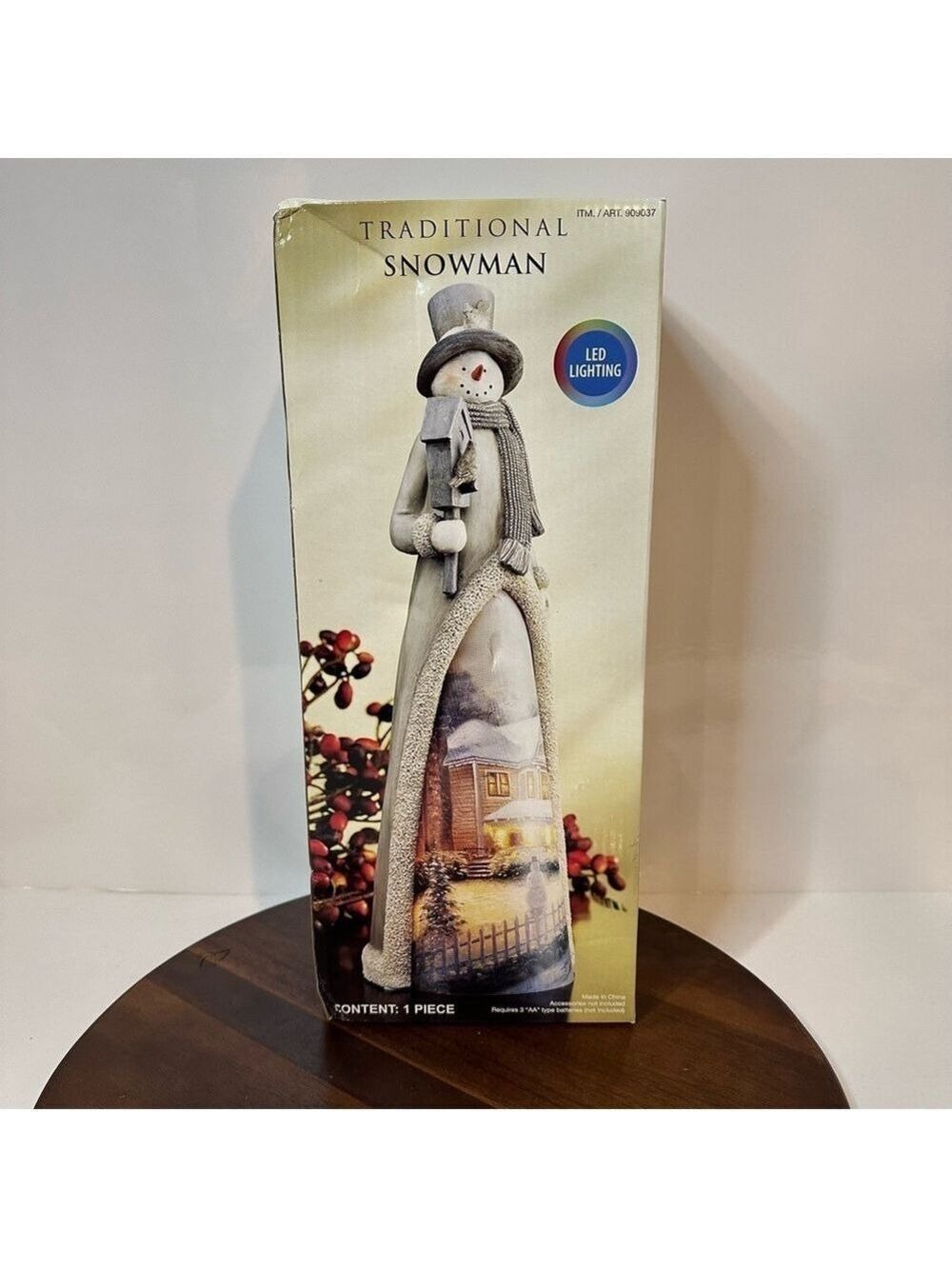 Traditional Snowman LED Light-Up Figurine Christmas Decor – New in Box